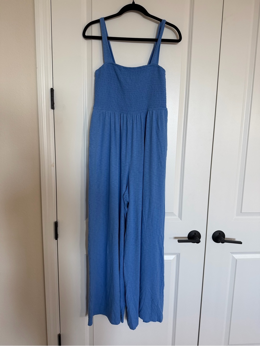 American Eagle Outfitters Blue Smocked Jumpsuit